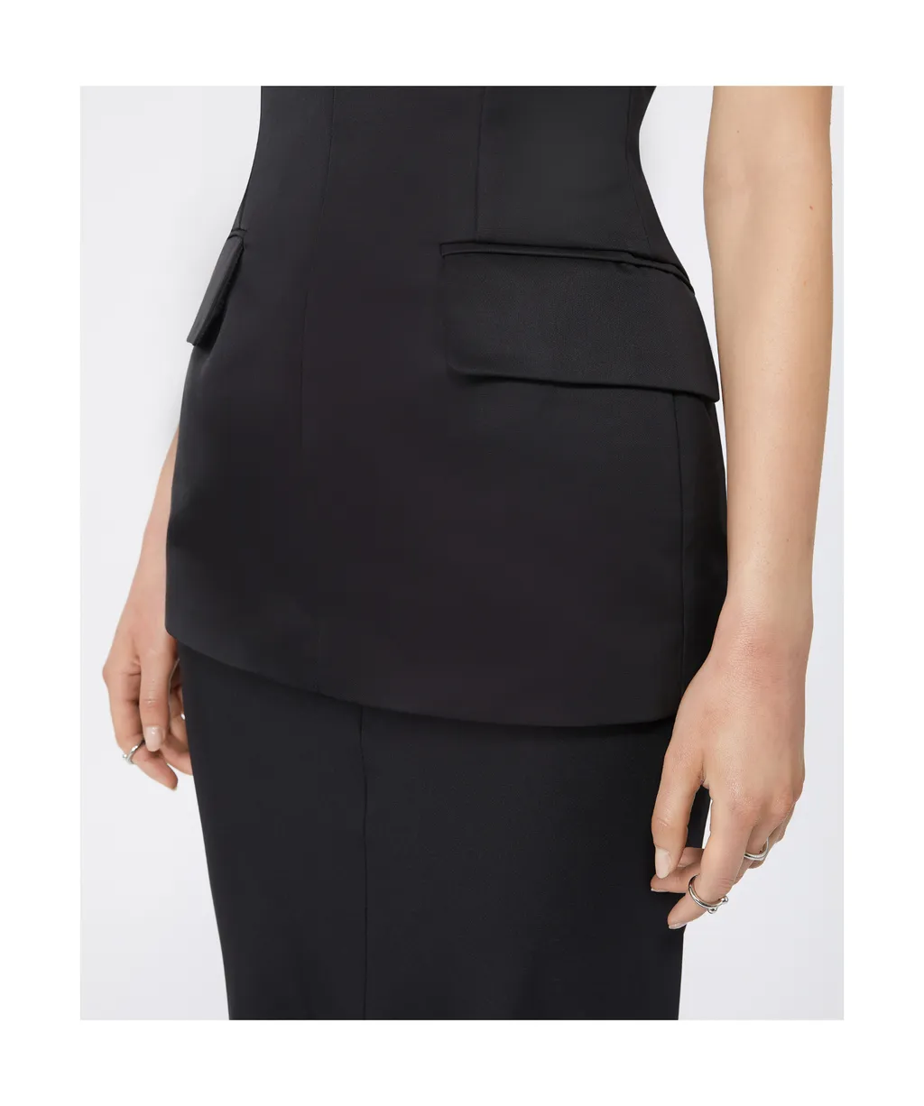 Long Bi-Material Dress