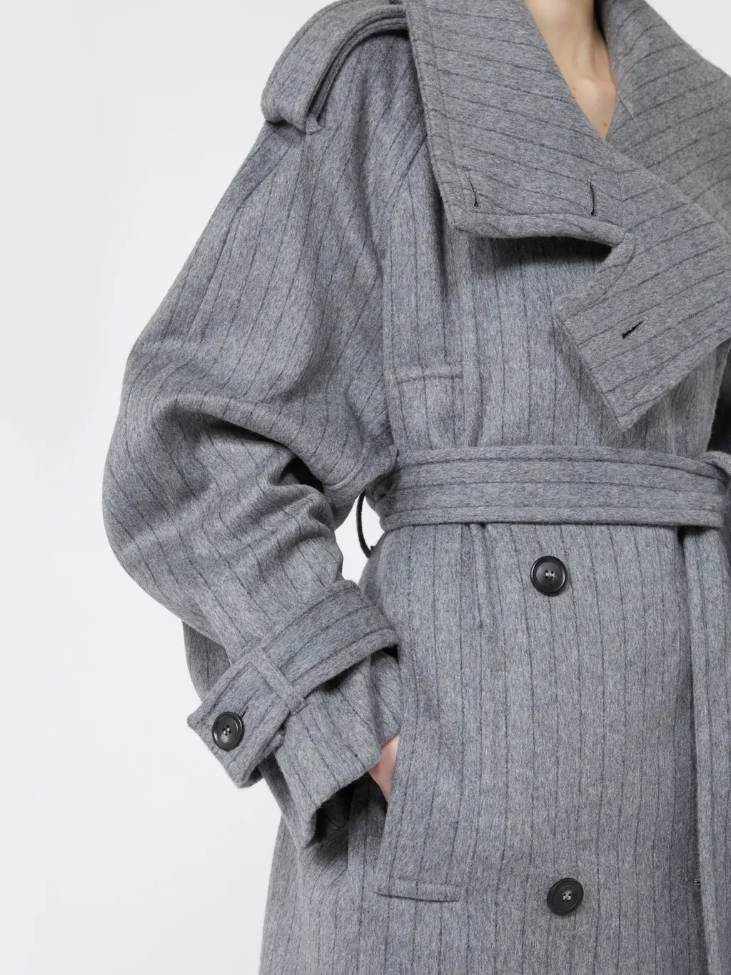 Arold Striped Belted Coat