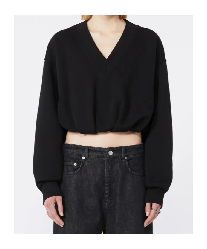 V-Neck Cropped Sweatshirt