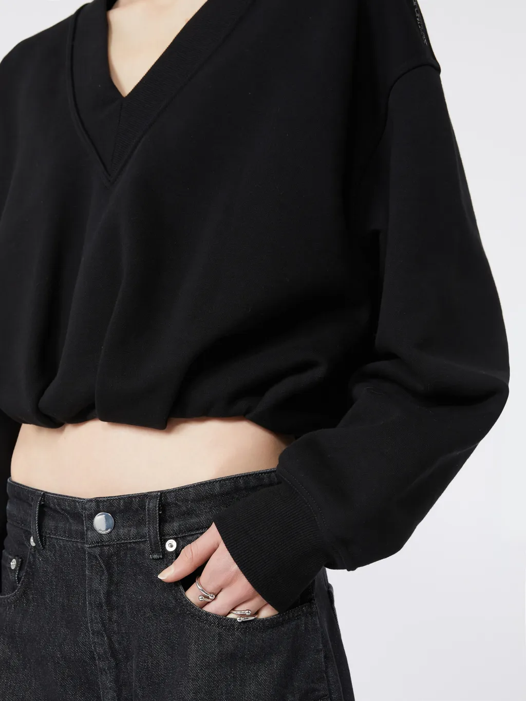 V-Neck Cropped Sweatshirt