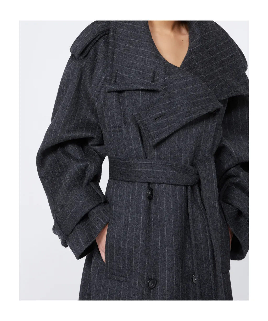 Arold Striped Belted Coat