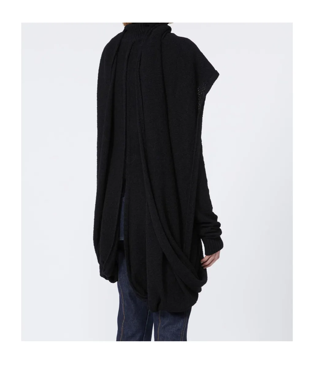 High-Neck Front Slit Knitted Jumper