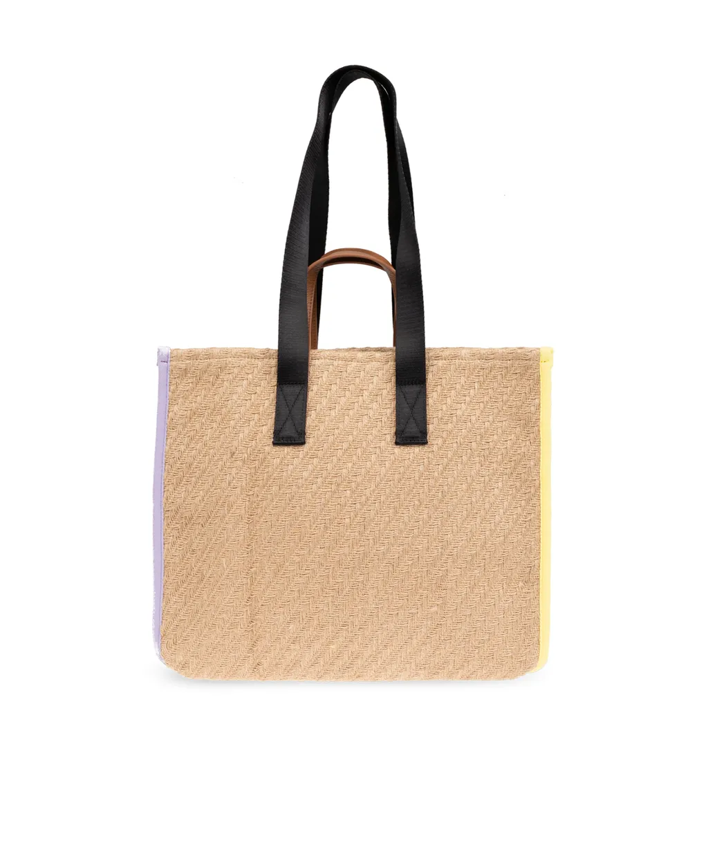 Logo Patch Straw Tote Bag