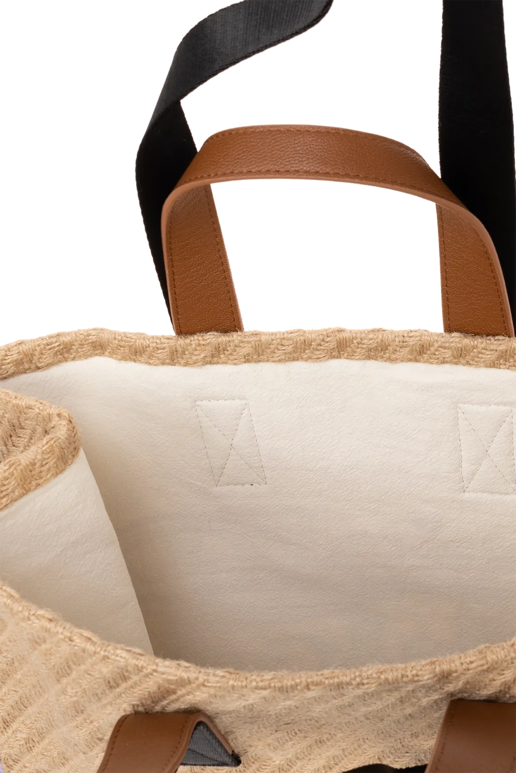 Logo Patch Straw Tote Bag