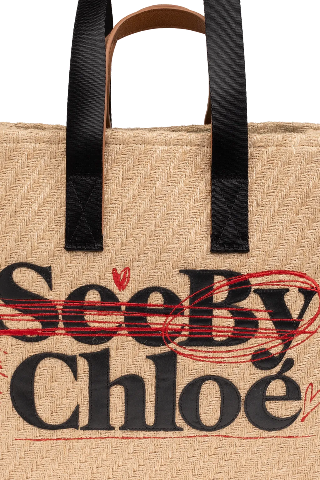 Logo Patch Straw Tote Bag