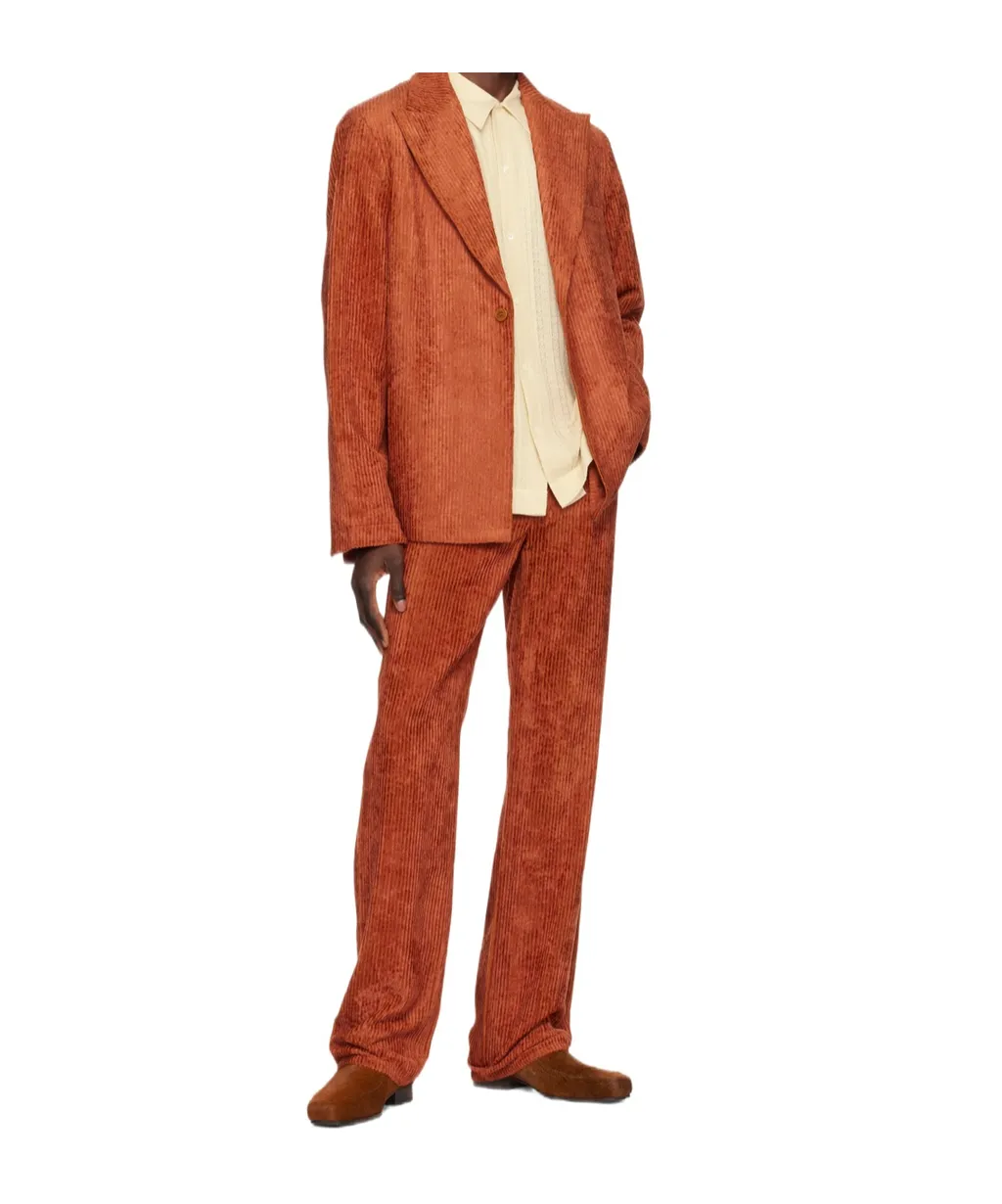 Straight-Leg Flared Viscose Corduroy Trousers