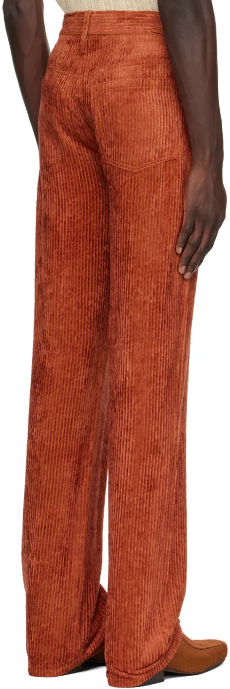 Straight-Leg Flared Viscose Corduroy Trousers