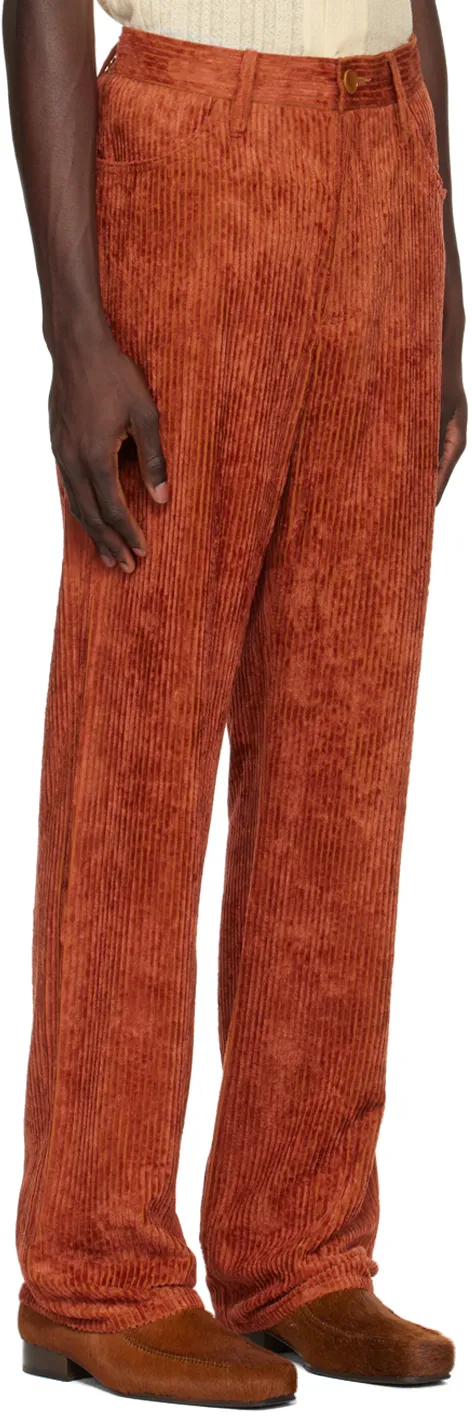 Straight-Leg Flared Viscose Corduroy Trousers
