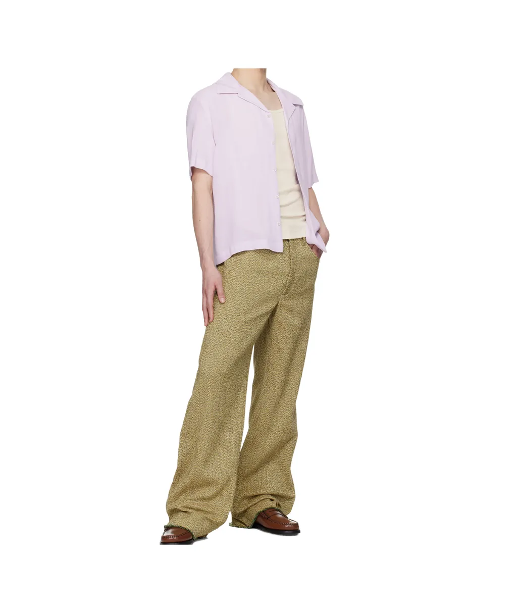 Wide-Leg Plain-Woven Polyester- And Linen-Blend Trousers