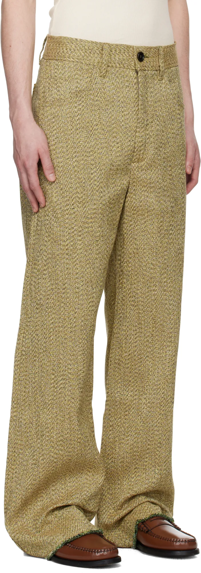Wide-Leg Plain-Woven Polyester- And Linen-Blend Trousers
