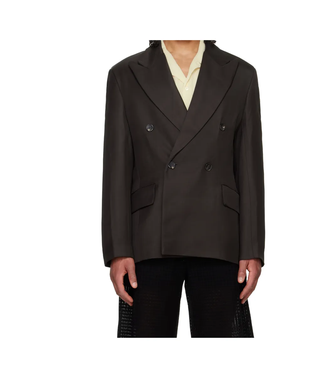 Double-Breasted Button Blazer