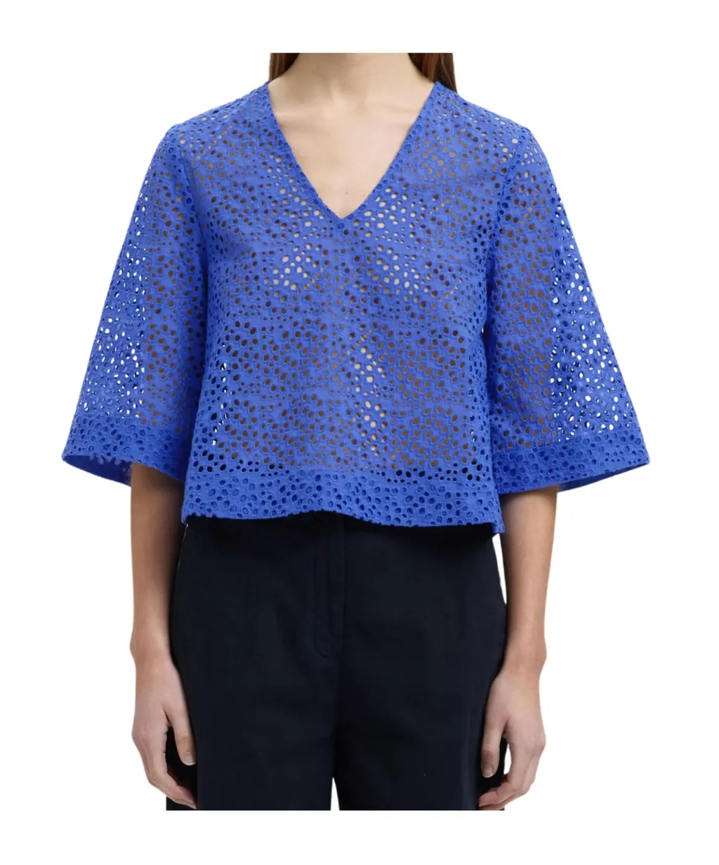 Eyelet V-Neck Top