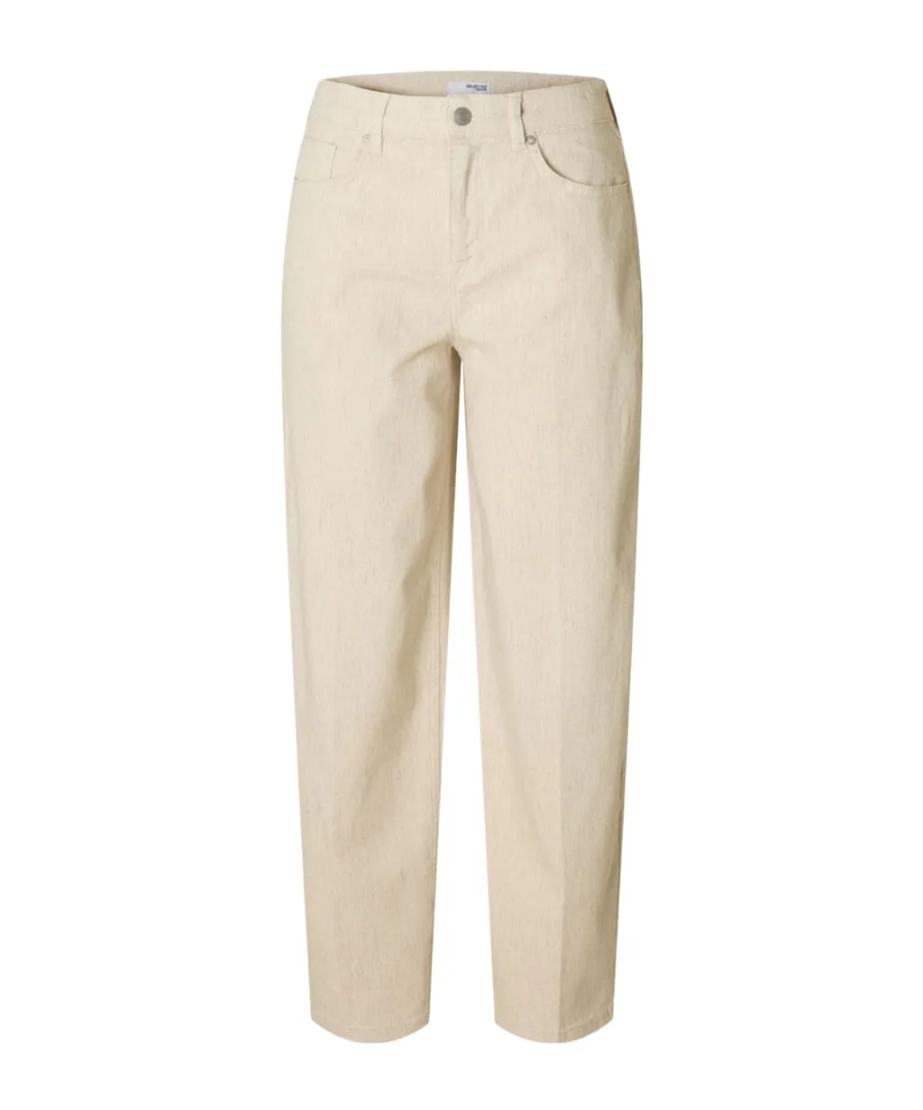 Mid-Rise Straight-Leg Denim Trousers