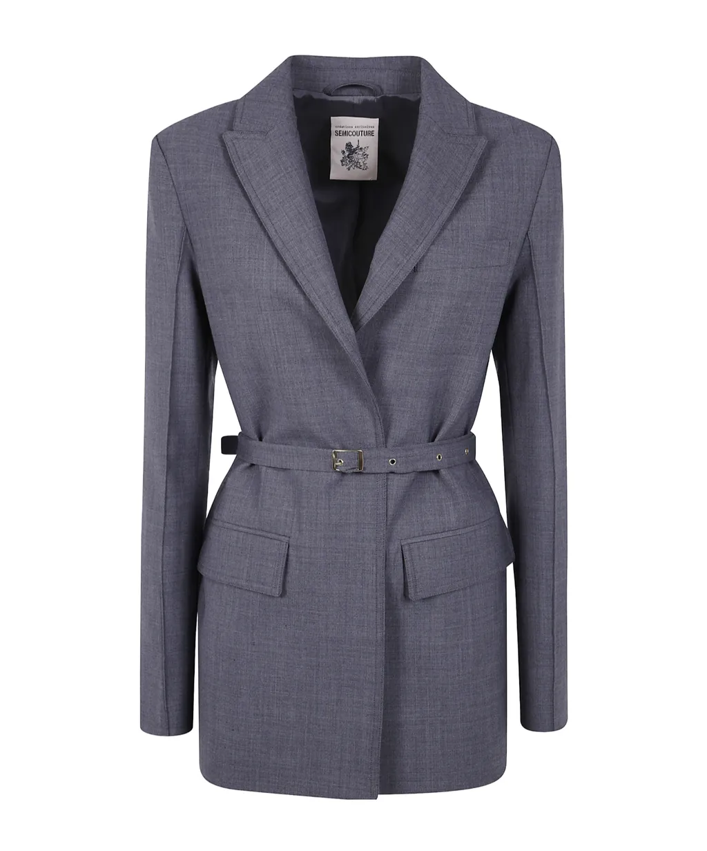 Belted Notched-Lapel Jacket