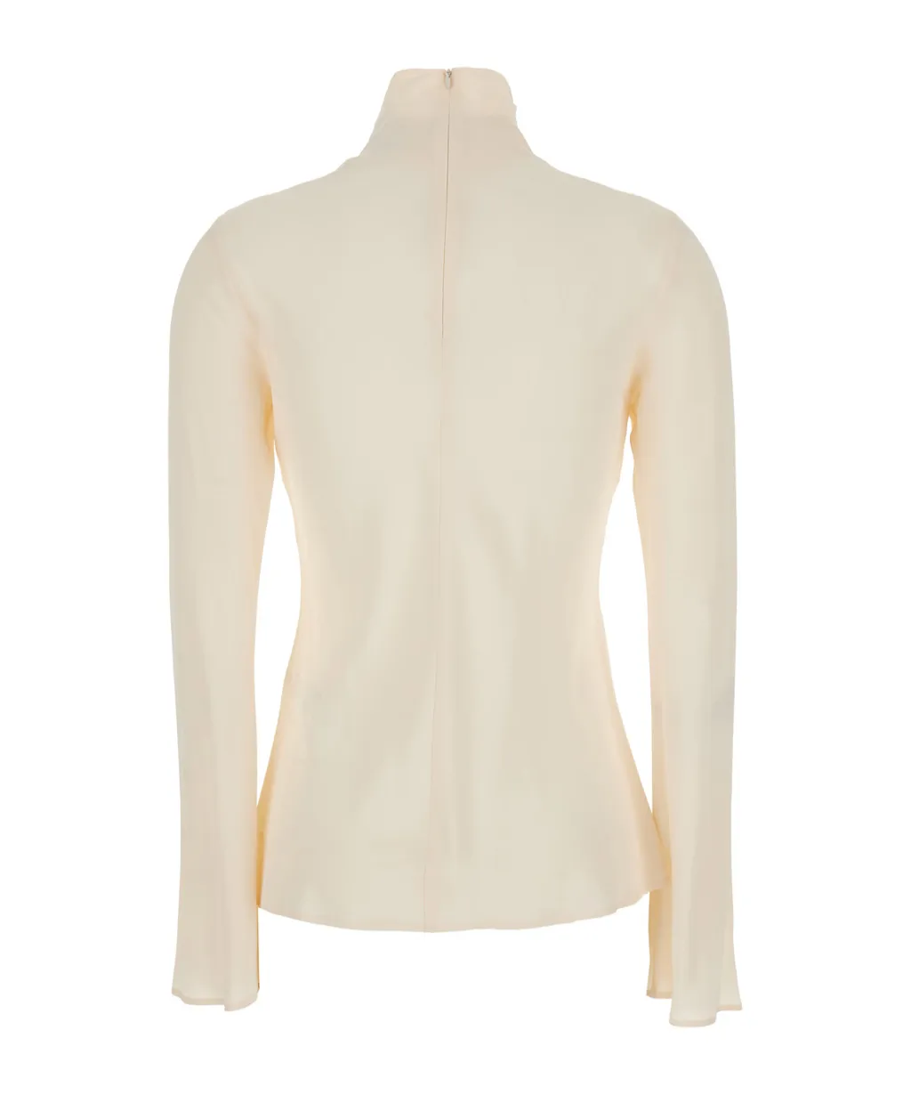 High-Neck Flared Blouse