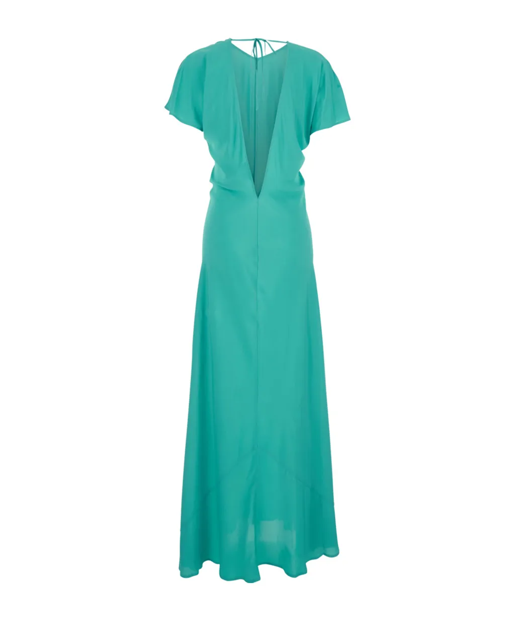 Long Dress With V Back Tie