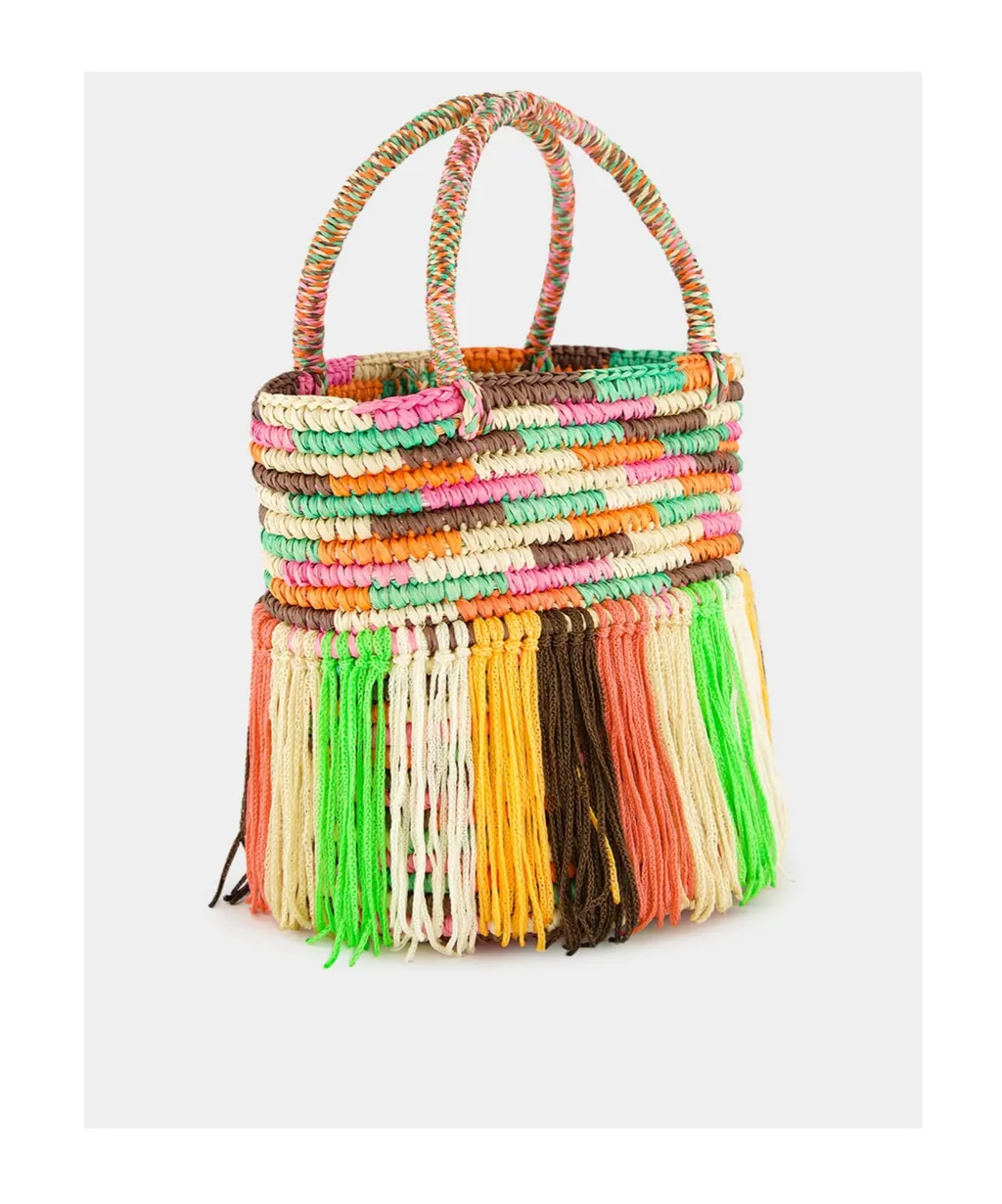 Baby Fringed Woven Tote Bag