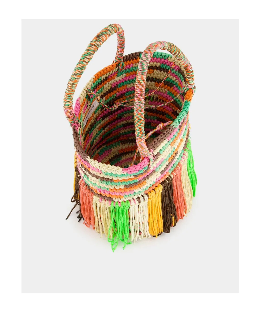Baby Fringed Woven Tote Bag