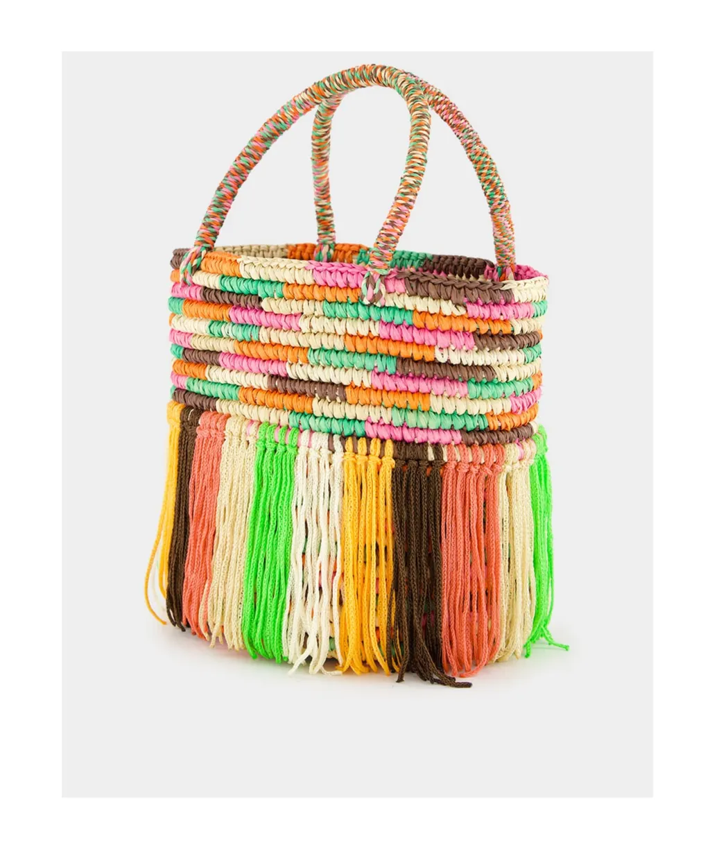 Baby Fringed Woven Tote Bag