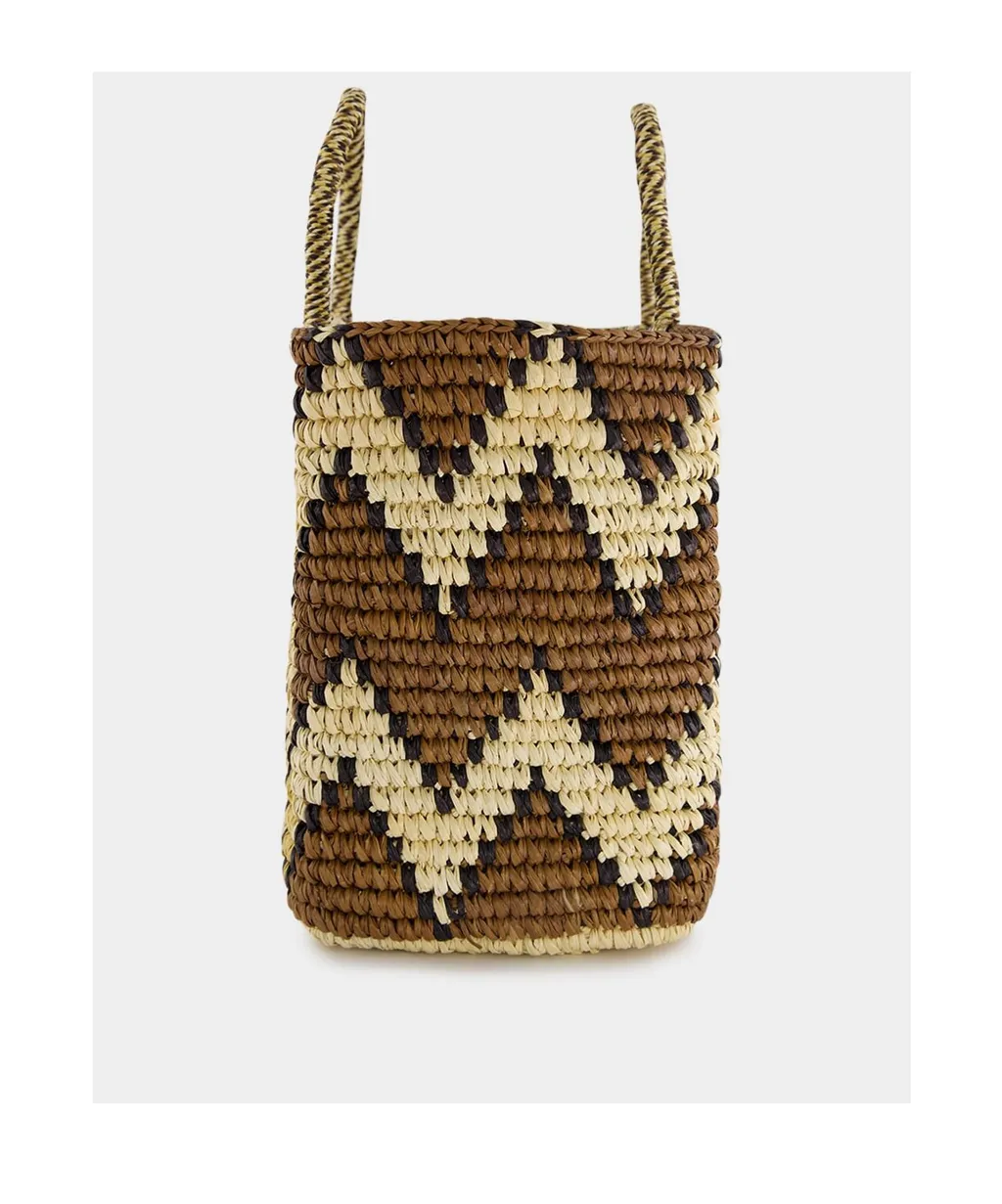 Split Personality Canasta Straw Tote Bag