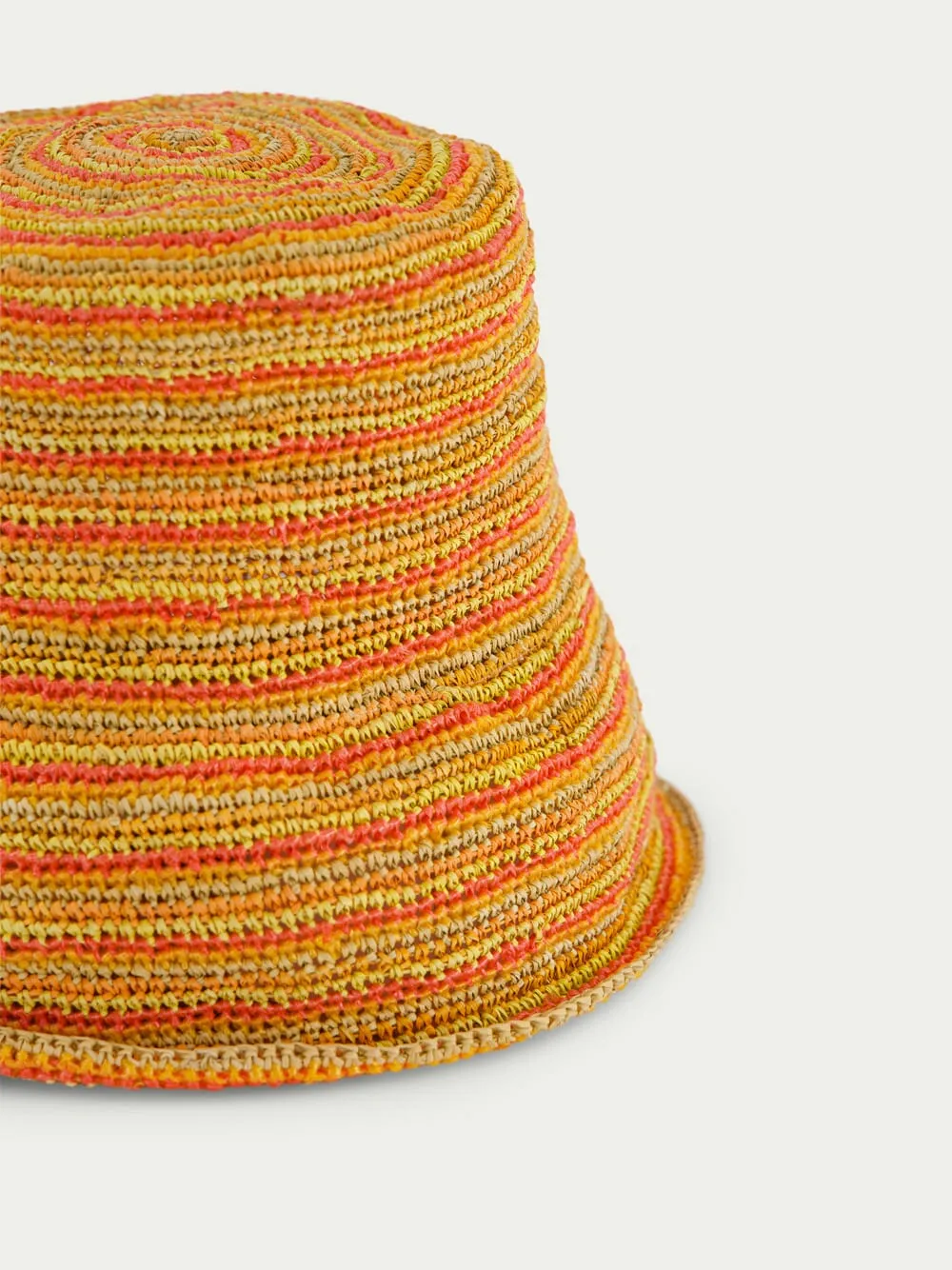 Drawstring Striped Crochet Hat