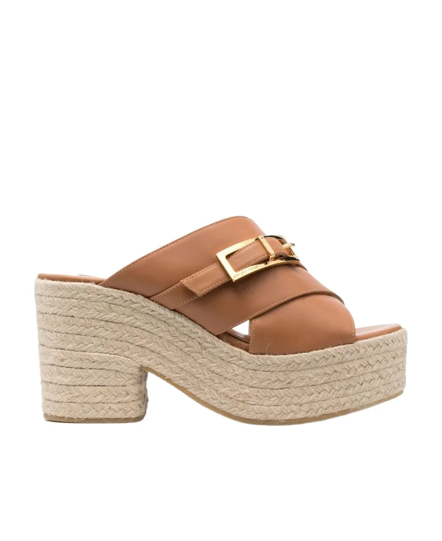 Nora 90Mm Leather Crossover Strap Mules