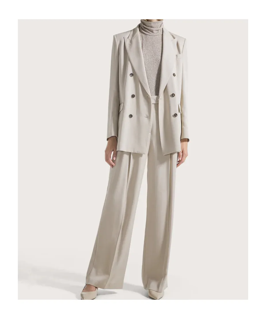 Wide Pants With Double Dart In Gabardine