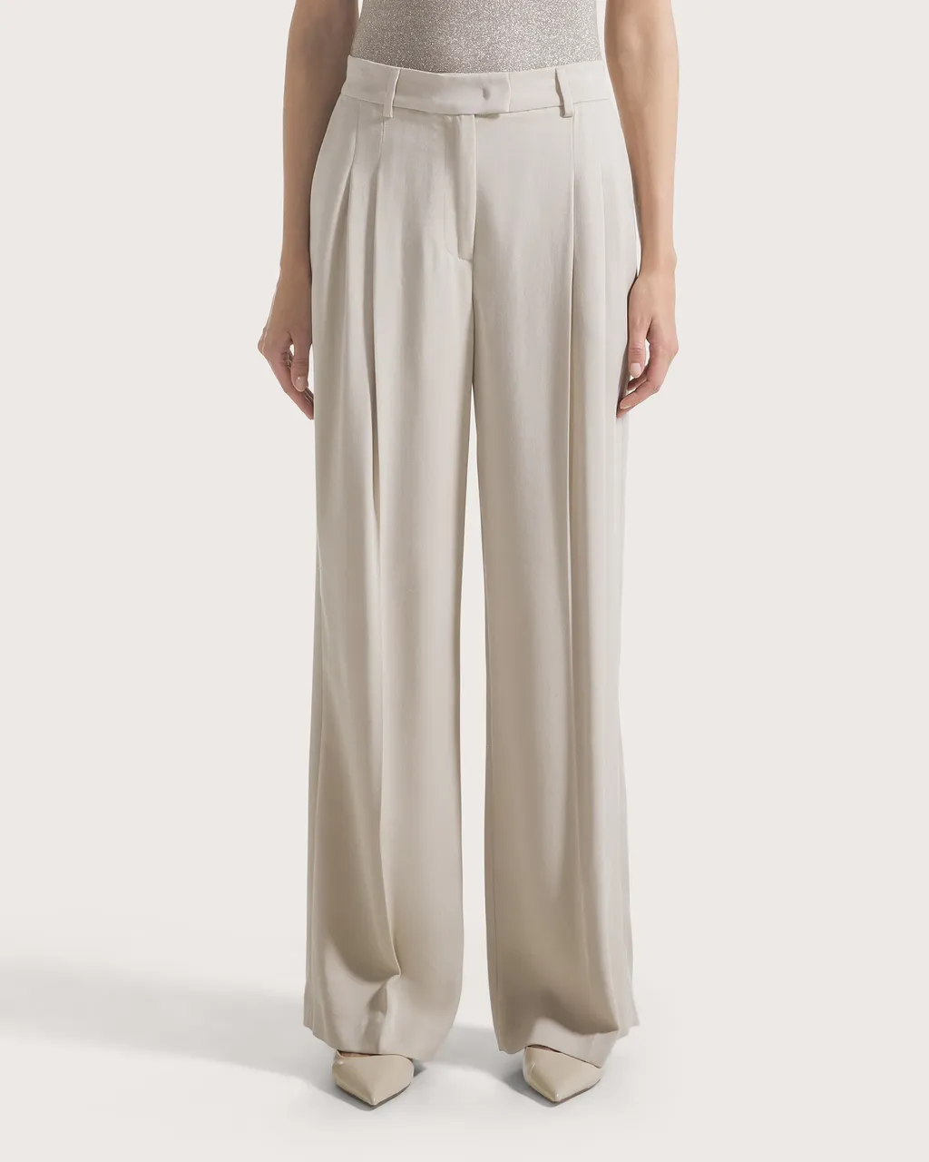 Wide Pants With Double Dart In Gabardine