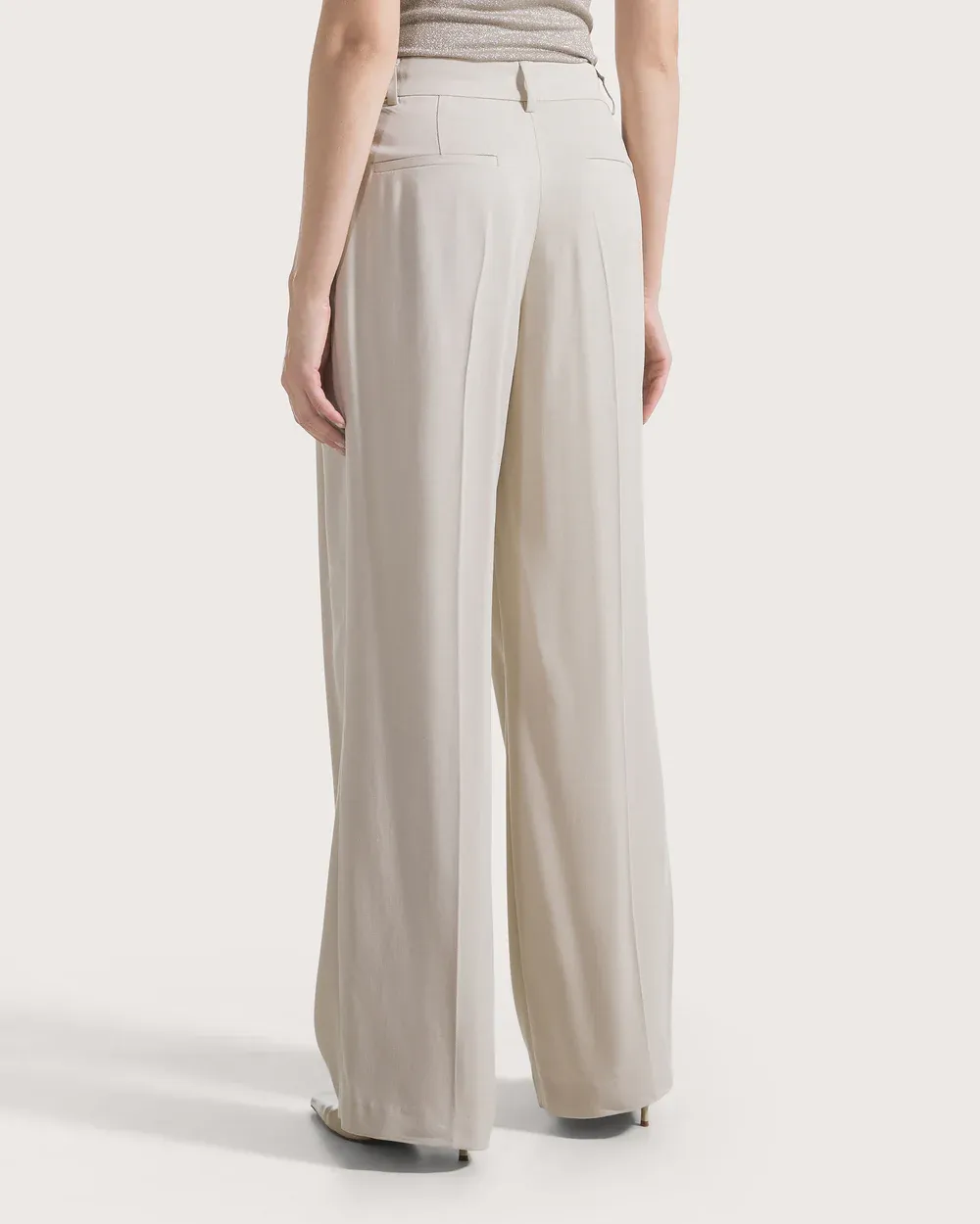 Wide Pants With Double Dart In Gabardine