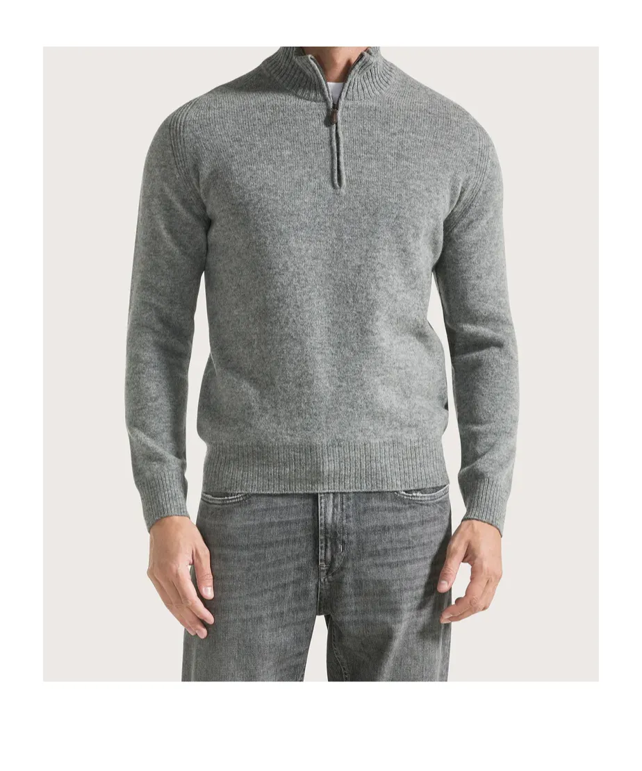 Turtleneck With Zipper In Pure Wool