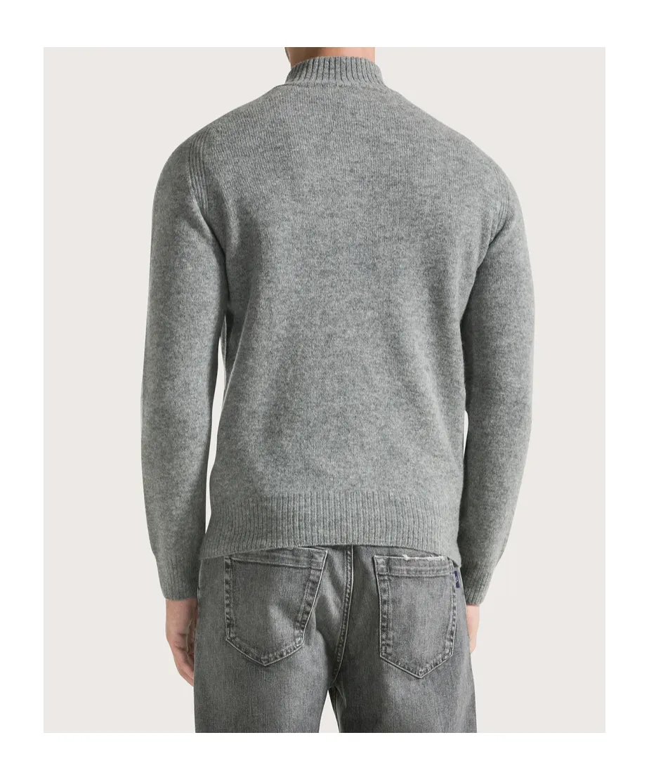 Turtleneck With Zipper In Pure Wool