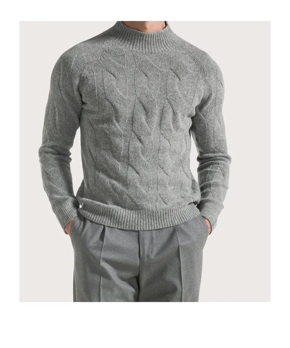 Blended Wool Braided Turtleneck