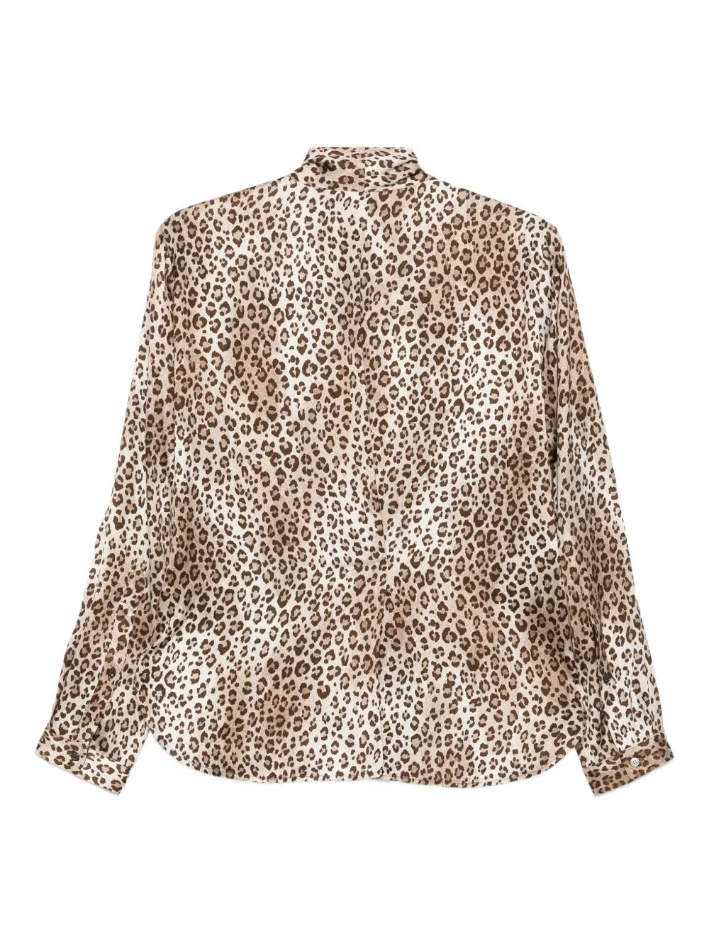Leopard-Print Tie-Neck Blouse