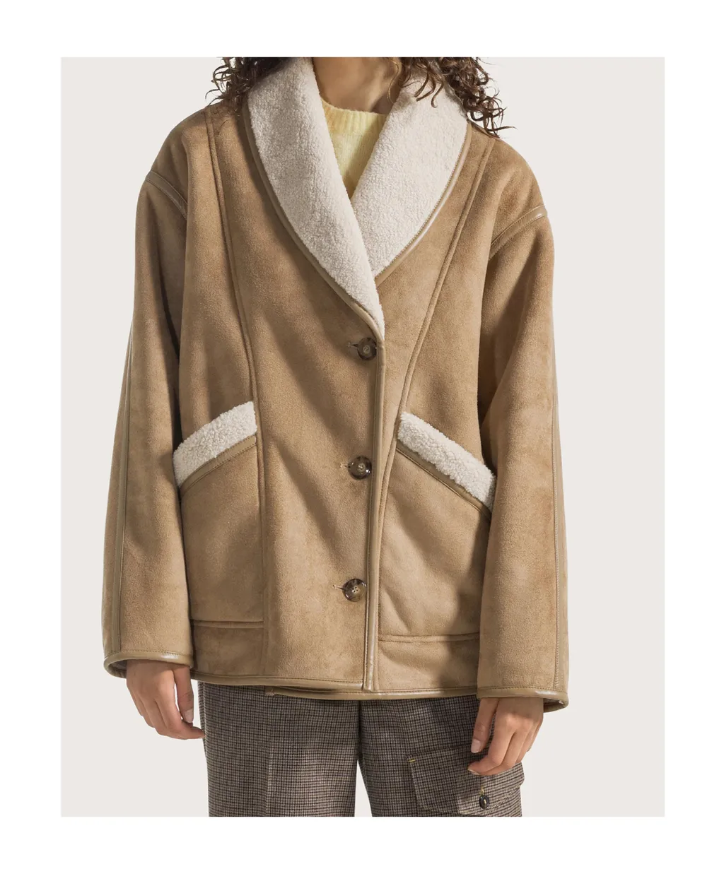 Faux-Shearling-Collar Jacket