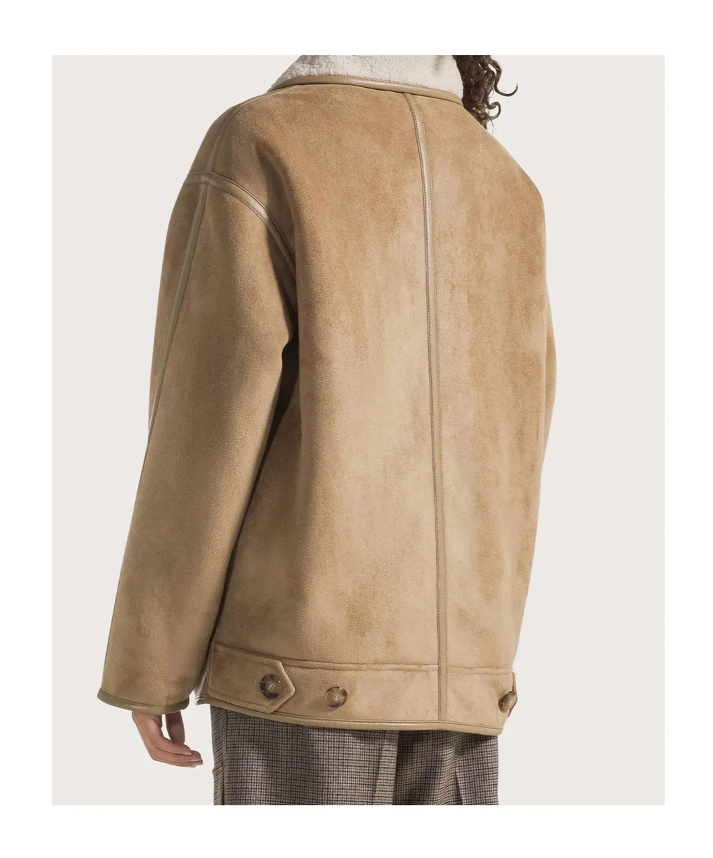 Faux-Shearling-Collar Jacket
