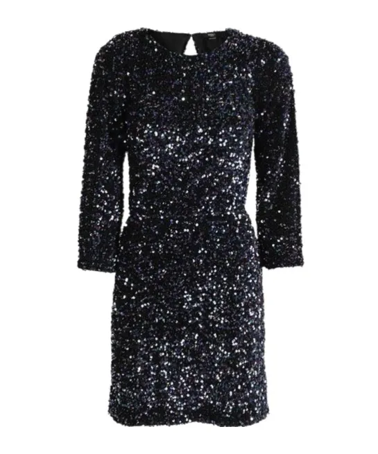 Sequin Embellished Crewneck Mini Dress