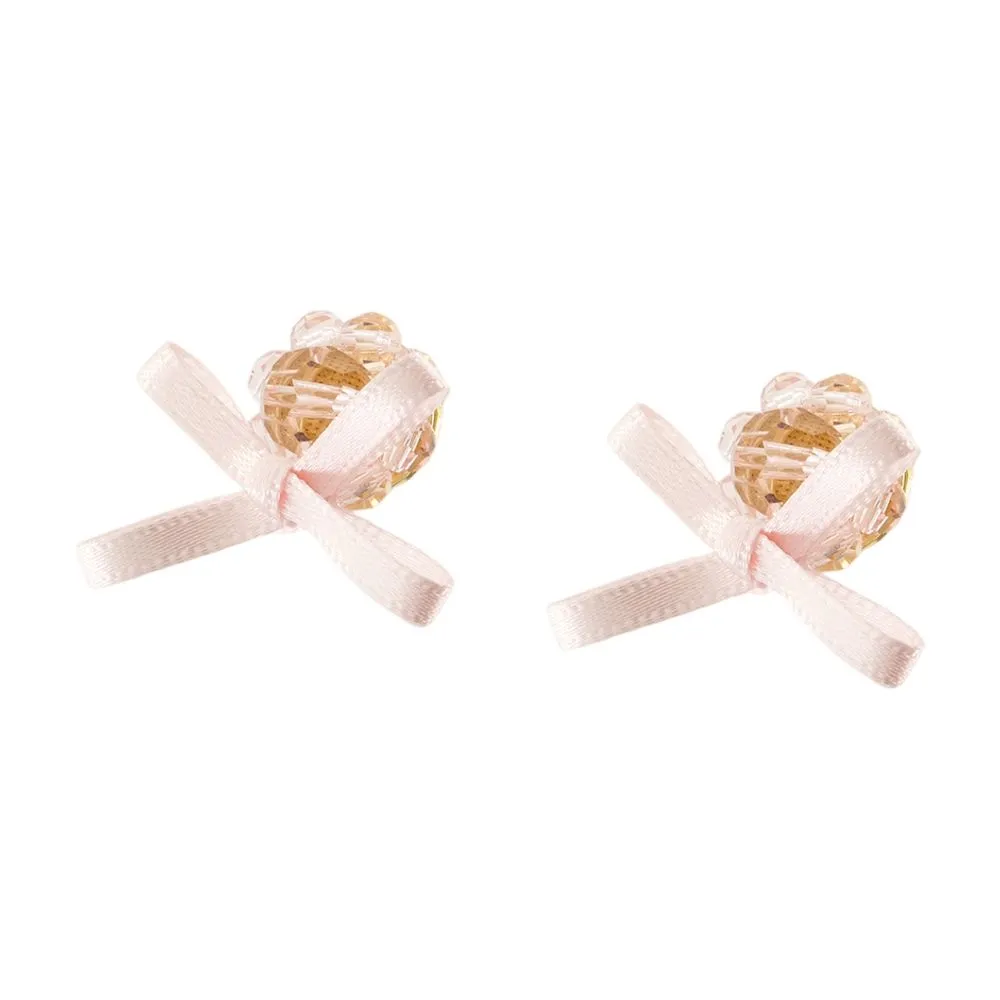 Petite Bow Daisy Satin Earrings