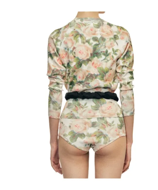 Flower Jacquard Crewneck Jumper