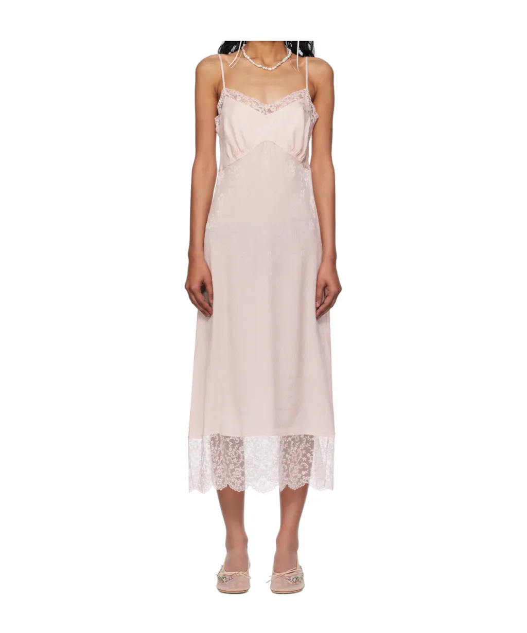 Deep Lace Trim Slip Dress