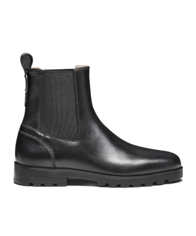 Elastic-Panel Leather Boots