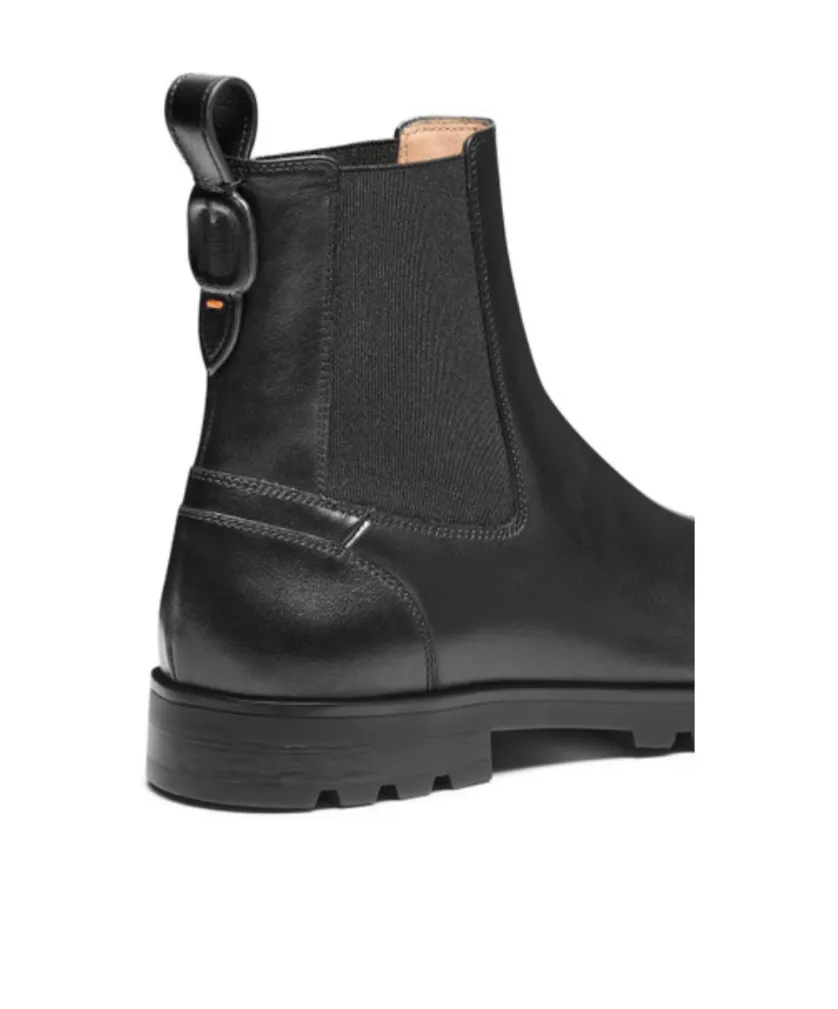 Elastic-Panel Leather Boots