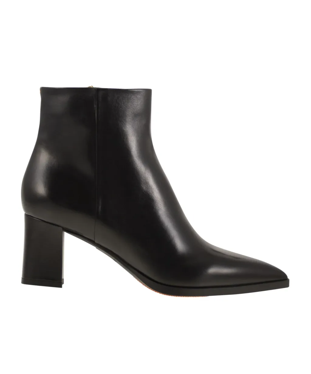Medium Heel Leather Ankle Boots