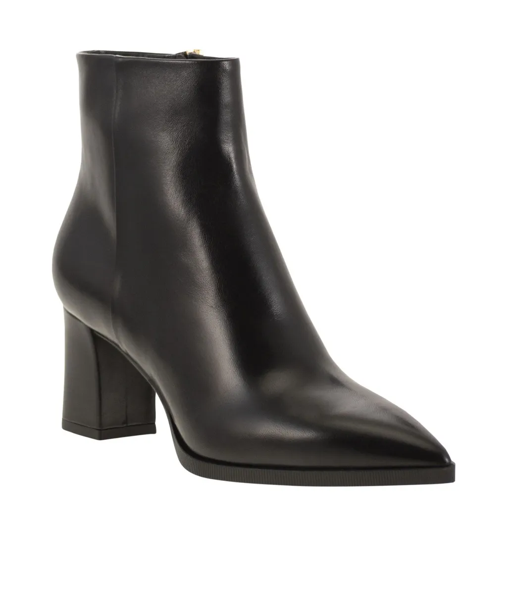 Medium Heel Leather Ankle Boots