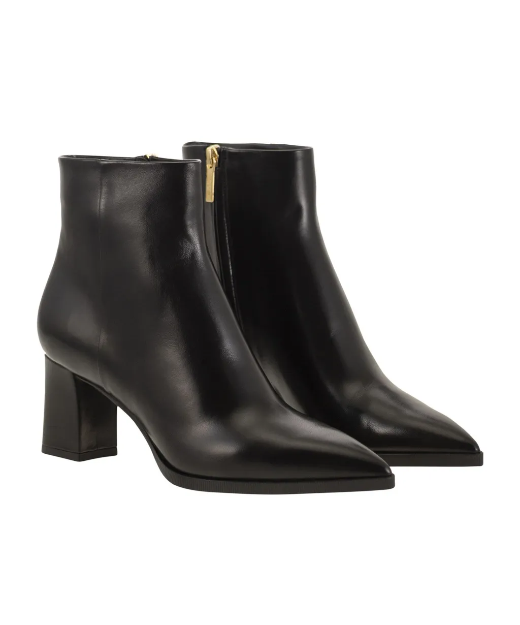 Medium Heel Leather Ankle Boots