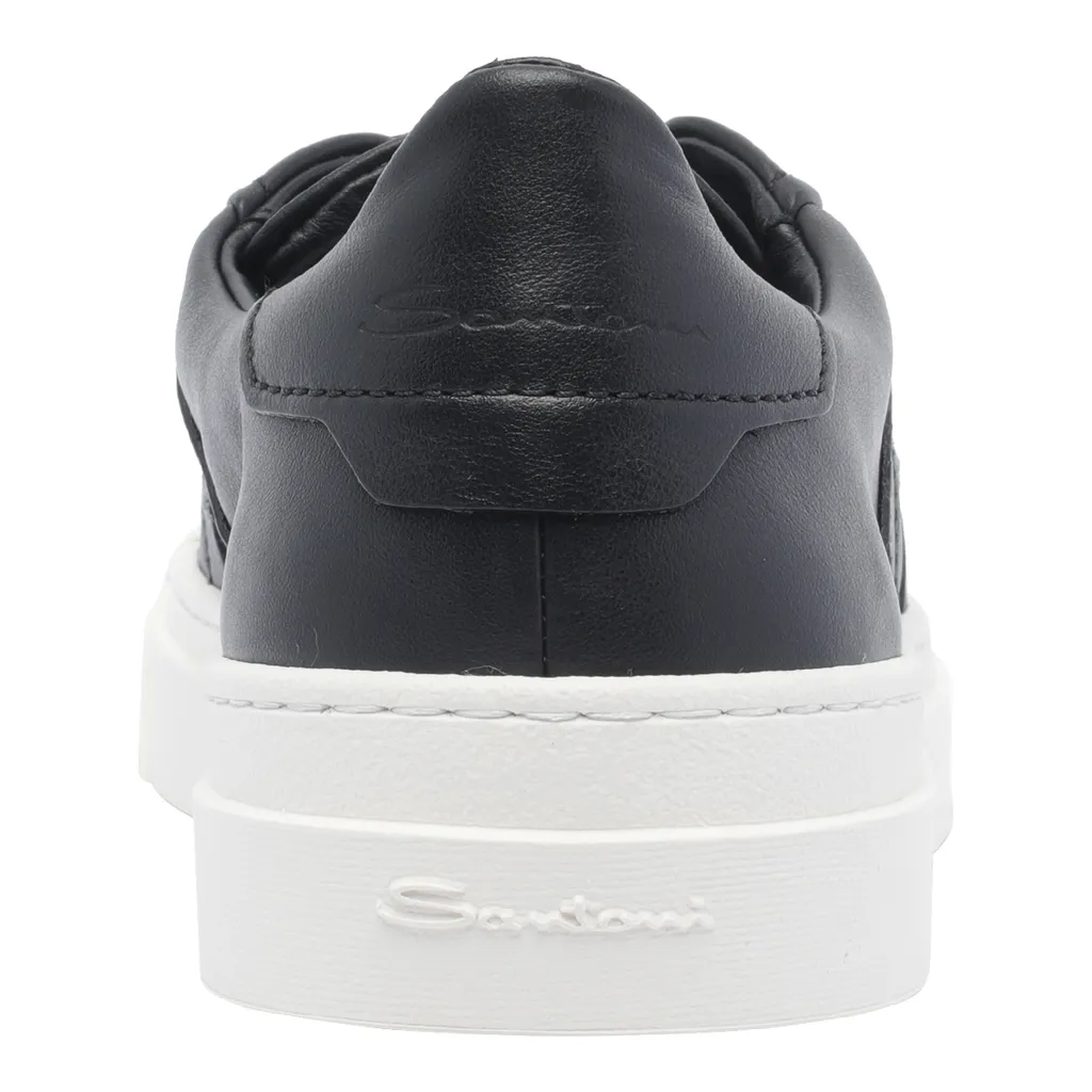 Double Buckle Leather Sneakers