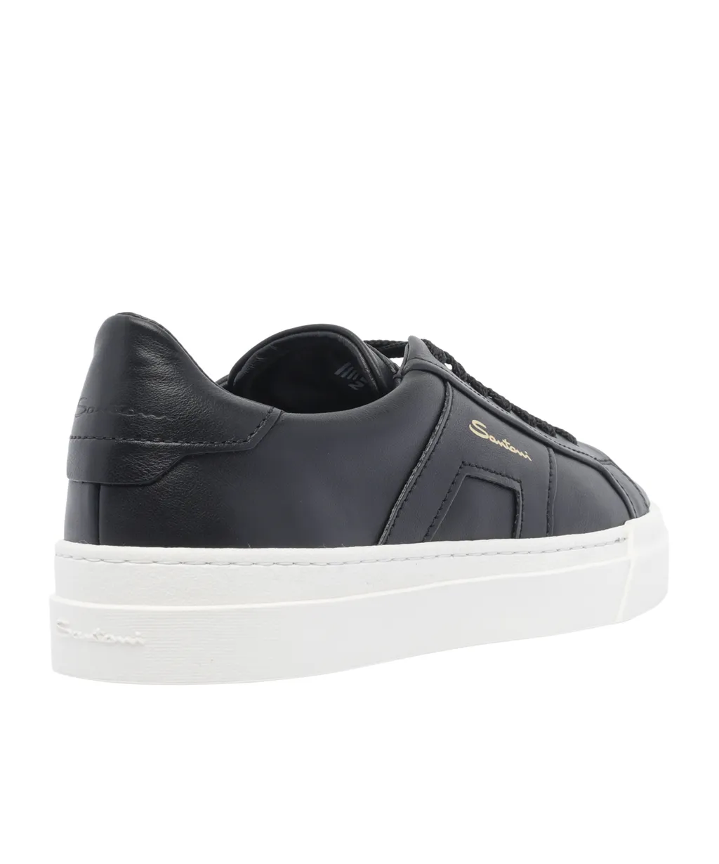 Double Buckle Leather Sneakers