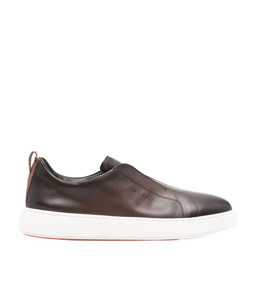 Logo Embossed Round Toe Sneakers