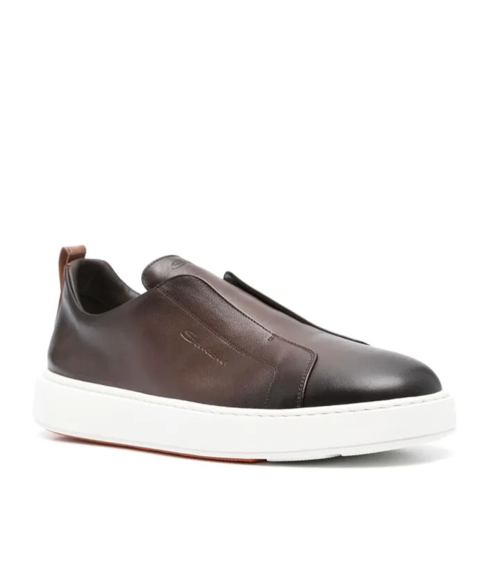 Logo Embossed Round Toe Sneakers