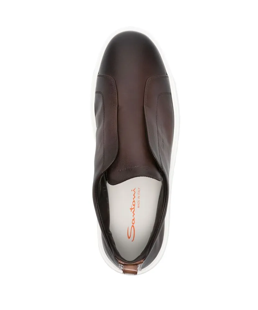 Logo Embossed Round Toe Sneakers