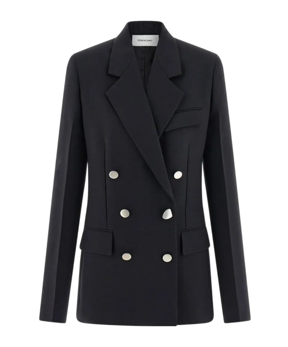 Wool Double-Breasted Suit Coat